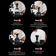 ​MHW-3BOMBER Ripple Base Coffee Tamper  Constant Pressure 4 Spring System Sound Feedback Self Adjustable Depth Auto Reset 304 Stainless Steel Base Ergonomic Handle 453