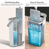 Microfiber Mop with Bucket Washable Reusable Floor Mop with Soft Refill Pads for Hardwood Wood Floors Dry Wet Cleaning 432