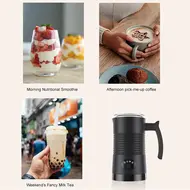 ​Milk Frother 4 in 1 Electric Automatic Hot Cold Foam Maker 400W 11.84oz 350ml Detachable Non Stick Interior for Coffee & Hot Milk - 2Pcs - White 363