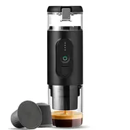 ​Portable Electric Espresso Coffee Machine Cordless 18Bar 2 IN 1 Coffee Maker with Powder Capsule Bin 2500mAh Battery Auto Brew & Single Serve - Black 447