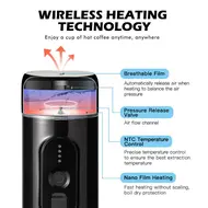 ​Portable Electric Espresso Coffee Machine Cordless 18Bar 2 IN 1 Coffee Maker with Powder Capsule Bin 2500mAh Battery Auto Brew & Single Serve - White 448