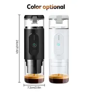 ​Portable Electric Espresso Coffee Machine Cordless 18Bar 2 IN 1 Coffee Maker with Powder Capsule Bin 2500mAh Battery Auto Brew & Single Serve - White 448