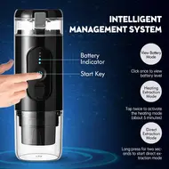 ​Portable Electric Espresso Coffee Machine Cordless 18Bar 2 IN 1 Coffee Maker with Powder Capsule Bin 2500mAh Battery Auto Brew & Single Serve - White 448