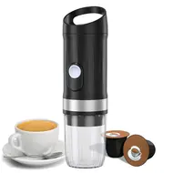 ​Portable Electric Espresso Coffee Machine Cordless 3oz Single Serve Mini Maker with 3 IN 1 Coffee Powder/N/DG Capsule 20Bar Pump Rechargeable 9600mAh Battery for Heat and Cold Brew - Black 444