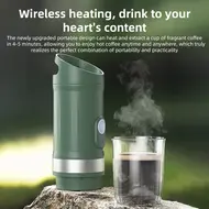 ​Portable Electric Espresso Coffee Machine Cordless 3oz Single Serve Mini Maker with 3 IN 1 Coffee Powder/N/DG Capsule 20Bar Pump Rechargeable 9600mAh Battery for Heat and Cold Brew - White 445