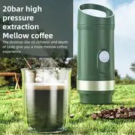 ​Portable Electric Espresso Coffee Machine Cordless 3oz Single Serve Mini Maker with 3 IN 1 Coffee Powder/N/DG Capsule 20Bar Pump Rechargeable 9600mAh Battery for Heat and Cold Brew - White 445