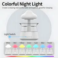 ​Rain Cloud Humidifier Water Drip 5H Timer Aromatherapy Essential Oil Diffuser with 7 LED Nighttime - Brown 358
