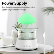 ​Rain Cloud Humidifier Water Drip 5H Timer Aromatherapy Essential Oil Diffuser with 7 LED Nighttime - Brown 358