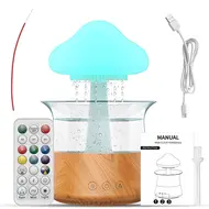 ​Rain Cloud Humidifier Water Drip 5H Timer Aromatherapy Essential Oil Diffuser with 7 LED Nighttime - Brown 358