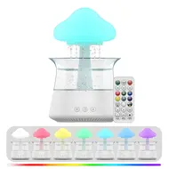 ​Rain Cloud Humidifier Water Drip 5H Timer Aromatherapy Essential Oil Diffuser with 7 LED Nighttime - Brown 358
