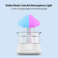 ​Rain Cloud Humidifier Water Drip 5H Timer Aromatherapy Essential Oil Diffuser with 7 LED Nighttime - Brown 358