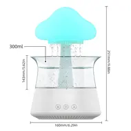 ​Rain Cloud Humidifier Water Drip 5H Timer Aromatherapy Essential Oil Diffuser with 7 LED Nighttime - Brown 358
