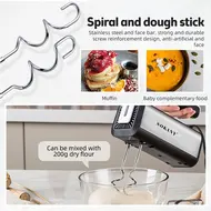 ​SOKANY 6651 Electric Hand Mixer 800W 5 Speeds with Dough Hook for Whipping Mixing Cookies Cakes Eggs & Dough 364