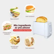​Small Stainless Steel Bread Toaster 2 Slice Wide Slot with 6 Preset Temperature and Timing Manual Stop Removable Crumb Tray for Home Kitchen Office - White 366