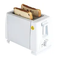 ​Small Stainless Steel Bread Toaster 2 Slice Wide Slot with 6 Preset Temperature and Timing Manual Stop Removable Crumb Tray for Home Kitchen Office - White 29000366