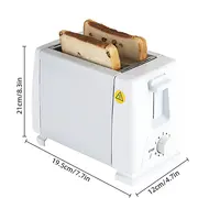 ​Small Stainless Steel Bread Toaster 2 Slice Wide Slot with 6 Preset Temperature and Timing Manual Stop Removable Crumb Tray for Home Kitchen Office - White 366