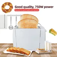 ​Small Stainless Steel Bread Toaster 2 Slice Wide Slot with 6 Preset Temperature and Timing Manual Stop Removable Crumb Tray for Home Kitchen Office - White 366