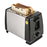 ​Small Stainless Steel Bread Toaster 2 Slice Wide Slot with 6 Preset Temperature and Timing Manual Stop Removable Crumb Tray for Home Kitchen Office - White 366
