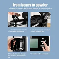 ​1050W Programmable Coffee Maker with Timer 1.2L Large Capacity 2-8 Cups Grind and Brew Automatic Drip Coffee Machine with BuiltIn Burr Coffee Grinder 483