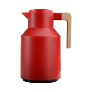 ​1L Thermal Coffee Mug Double Walled Thermal Mug Thermos Jug with Wood Handle Water Kettle Insulated Pitcher Tea Mug Keeps Hot Cold - White 522