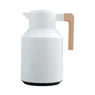 ​1L Thermal Coffee Mug Double Walled Thermal Mug Thermos Jug with Wood Handle Water Kettle Insulated Pitcher Tea Mug Keeps Hot Cold - White 522