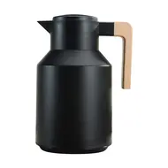 ​1L Thermal Coffee Mug Double Walled Thermal Mug Thermos Jug with Wood Handle Water Kettle Insulated Pitcher Tea Mug Keeps Hot Cold - White 522