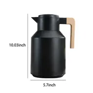 ​1L Thermal Coffee Mug Double Walled Thermal Mug Thermos Jug with Wood Handle Water Kettle Insulated Pitcher Tea Mug Keeps Hot Cold - White 522