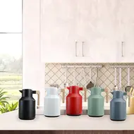 ​1L Thermal Coffee Mug Double Walled Thermal Mug Thermos Jug with Wood Handle Water Kettle Insulated Pitcher Tea Mug Keeps Hot Cold - White 522