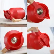 ​1L Thermal Coffee Mug Double Walled Thermal Mug Thermos Jug with Wood Handle Water Kettle Insulated Pitcher Tea Mug Keeps Hot Cold - White 522