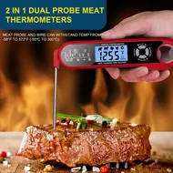 ​2 in 1 Dual Probe Instant Reading Food Meat Thermometer for Kitchen Cooking Oven Grilling with Alarm Backlight Waterproof 532