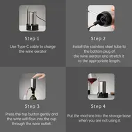 ​304 Stainless Steel Electric Wine Decanter Dispenser Automatic Type C Charging Cordless Wine Aerator Pourer with Storage Base Inclined Outlet Retractable Dispensing Tube - 2Pcs 527