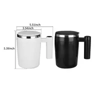 380mL Self Stirring Mug with Lid Automatic Magnetic Stainless Steel Coffee Cup for Coffee Milk Cocoa Hot Chocolate & Tea - White 485