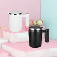 380mL Self Stirring Mug with Lid Automatic Magnetic Stainless Steel Coffee Cup for Coffee Milk Cocoa Hot Chocolate & Tea - White 485