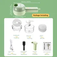 ​4 In 1 Handheld Electric Food Chopper Vegetable Cutter Set  USB Powered for Garlic Chili Onion Celery Ginger 510