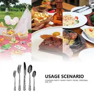 ​40PCS Stainless Steel Silverware Set Mirror Polished Cutlery Flatware with Flower Pattern 8 Knives 8 Forks 8 Spoons 8 Tea Forks 8 Teaspoons for Kitchen Restaurant Party 489