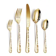 ​40PCS Stainless Steel Silverware Set Mirror Polished Cutlery Flatware with Flower Pattern 8 Knives 8 Forks 8 Spoons 8 Tea Forks 8 Teaspoons for Kitchen Restaurant Party 489