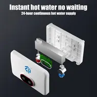 ​5.5KW Tankless Electric Water Heater 220V LED Digital Display 30-55 ºC with Overheat Protection 562