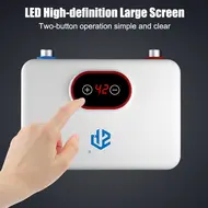 ​5.5KW Tankless Electric Water Heater 220V LED Digital Display 30-55 ºC with Overheat Protection 541