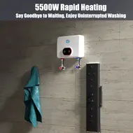 ​5.5KW Tankless Electric Water Heater 220V LED Digital Display 30-55 ºC with Overheat Protection 562