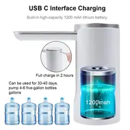Automatic Water Dispenser with Water Quantity Selection for Universal Gallon Bottles Electric Foldable Pump USB Charging - White 526