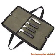 ​Canvas Chef's Knife Roll Bag with Durable Handles  Knife Case 4 Slots 515