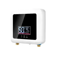 ​Electric Mini Tankless Water Heater 7500W Wall Mounted LED Display Backlit Thermostat Mode Power Setting for Household Kitchen Bathroom 544