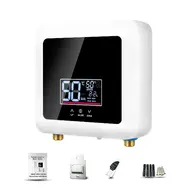 ​Electric Mini Tankless Water Heater 7500W Wall Mounted LED Display Backlit Thermostat Mode Power Setting for Household Kitchen Bathroom 544
