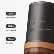 Electric Burr Coffee Grinder 24W Portable USB Rechargeable 25 Gears Adjustable Burr Mill with Stainless Steel Core & Cleaning Brush 465