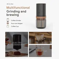 Electric Burr Coffee Grinder 24W Portable USB Rechargeable 25 Gears Adjustable Burr Mill with Stainless Steel Core & Cleaning Brush 465
