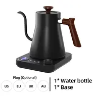 ​Electric Gooseneck Kettle 1200W Stainless Steel NTC Temp Control LCD Display Auto Shut Off 0.9L Pour Over Coffee  Tea Boiler 479