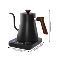 ​Electric Gooseneck Kettle 1200W Stainless Steel NTC Temp Control LCD Display Auto Shut Off 0.9L Pour Over Coffee  Tea Boiler 479