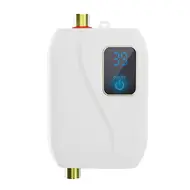 ​Electric Mini Tankless Water Heater 220V 3500W Bathroom Kitchen Washing Machine with LCD Display for Shower Bathroom Kitchen Washing Machine EU Plug 540