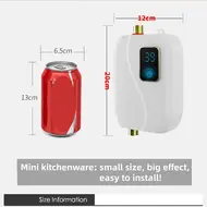 ​Electric Mini Tankless Water Heater 220V 3500W Bathroom Kitchen Washing Machine with LCD Display for Shower Bathroom Kitchen Washing Machine EU Plug 540
