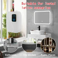 ​Electric Mini Tankless Water Heater 220V 3500W Bathroom Kitchen Washing Machine with LCD Display for Shower Bathroom Kitchen Washing Machine EU Plug 540